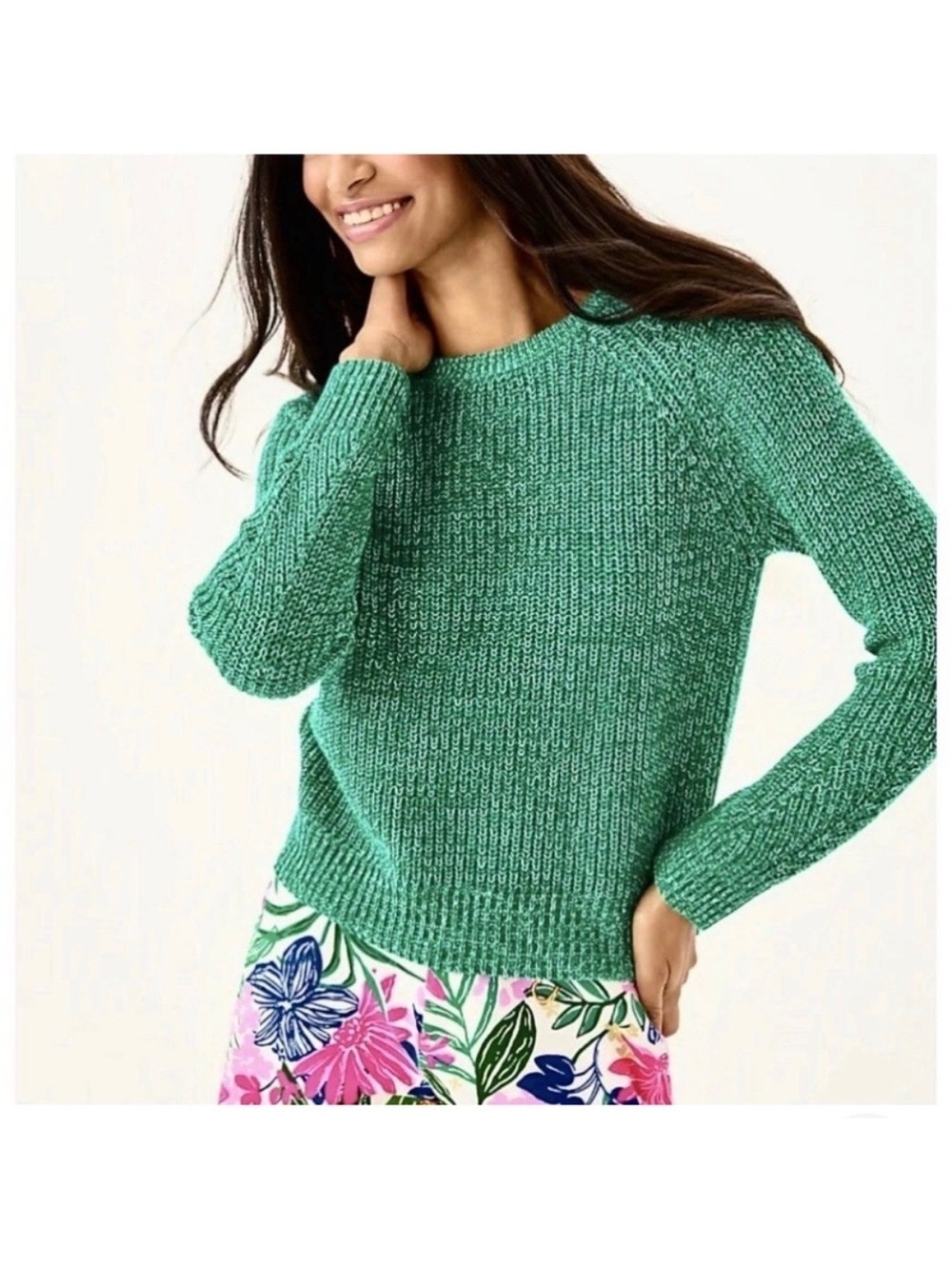 Lilly Pulitzer Women's Belgrave Sweater Kitts Green Marl Sz XL